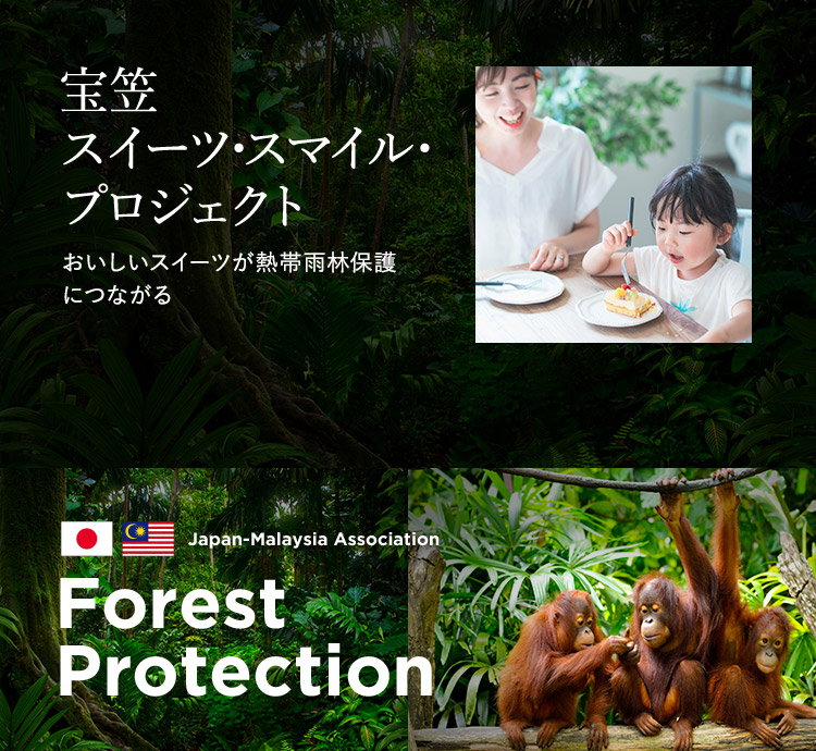 宝笠スイーツ･スマイル･プロジェクト おいしいスイーツが熱帯雨林保護につながる