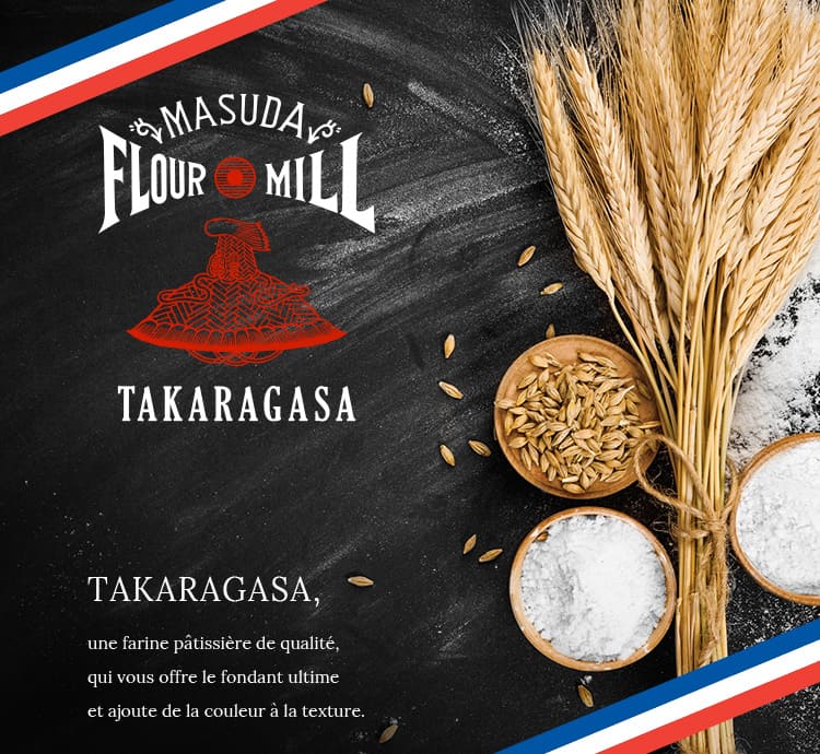 TAKARAGASA, une farine pâtissière de qualité, qui vous offre le fondant ultime et ajoute de la couleur à la texture.